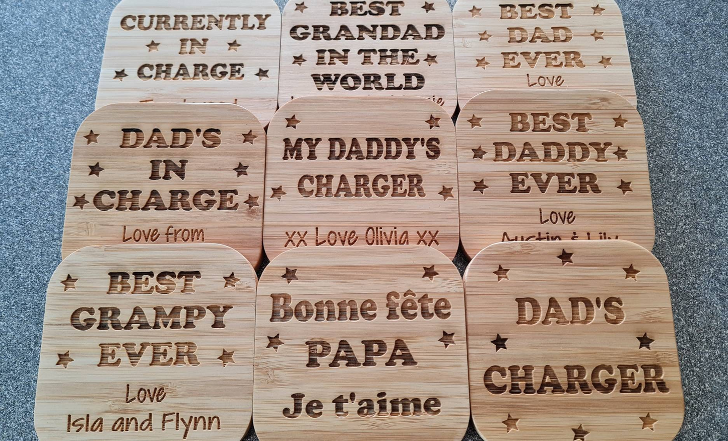 Personalised Wireless Charger | Personalised | Father's Day | Gift For Him | Gift for Her Higher power 10w version Android Apple compatible Colleague_gift Fathers_day Friend_gift Friends_Birthday Gift_for_dad Gift_for_him iphone_charger Personalised_charger Personalised_gift Phone_charger Samsung_charger secret_santa Wireless_charger