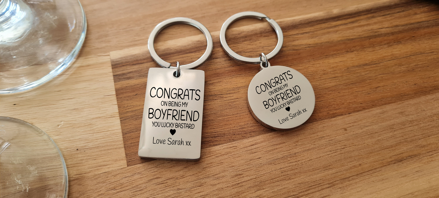 Congrats On Being My Boyfriend Keyring | Valentine's Day Gift Boyfriend_Gift Christmas_gift Custom_Keyring Funny_Gift Funny_Valentine Girlfriend_Valentine Lucky_boyfriend_gift Mum_Valentines Relationship_Gifts Valentine_gift Valentines_day_gift Valentines_Keyring Wife_Valentines