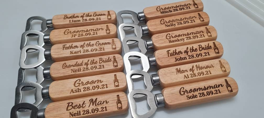 Personalised Wooden Bottle Opener Gift, Engraved Wedding Gift for Best man, Father of the Bride, Usher Groomsman -Wedding day Gifts Stag do Boyfriend_Gift Garden_Bar Gifts_for_Him Groomsman_gift Groomsmen_gift Personalised_Gift Personalised_Wedding Personalized_Gift Stag_Party Usher_gift Wedding_Party_gift Wedding_table_decor Wooden_Bottle_Opener
