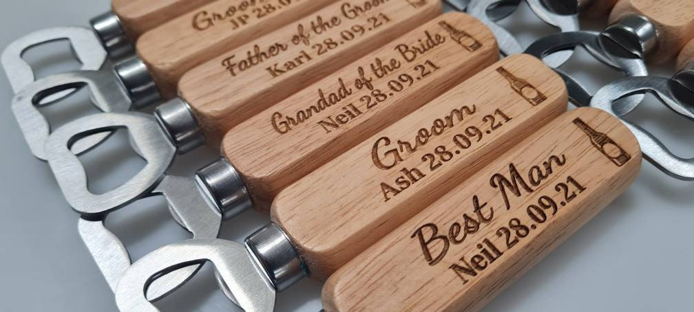 Personalised Wooden Bottle Opener Gift, Engraved Wedding Gift for Best man, Father of the Bride, Usher Groomsman -Wedding day Gifts Stag do Boyfriend_Gift Garden_Bar Gifts_for_Him Groomsman_gift Groomsmen_gift Personalised_Gift Personalised_Wedding Personalized_Gift Stag_Party Usher_gift Wedding_Party_gift Wedding_table_decor Wooden_Bottle_Opener