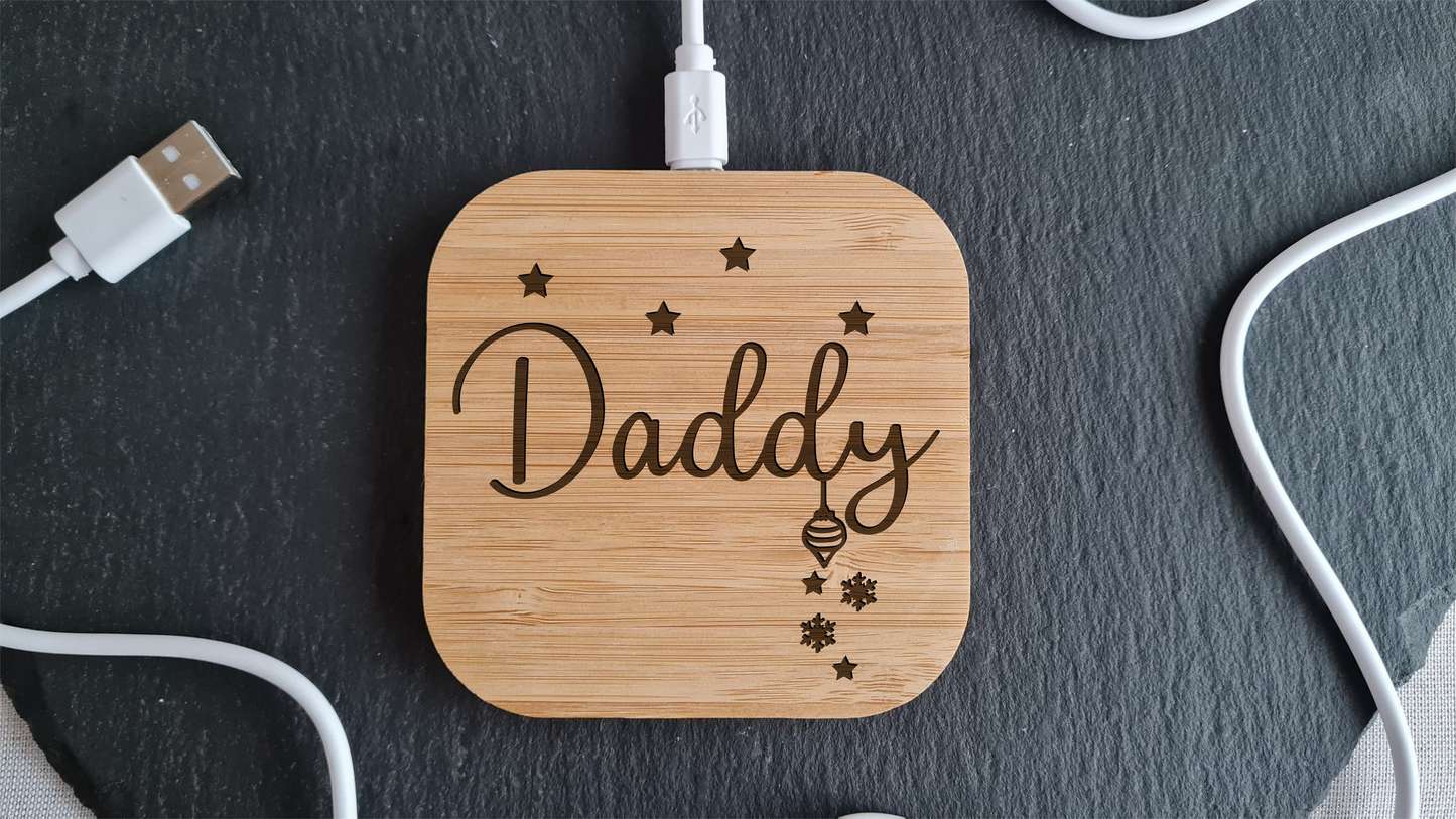 Personalised Wireless Charger | Personalised Christmas design | Gift For Him |Gift for Her Higher power 10w version Android Apple compatible Colleague_gift Fathers_day Friend_gift Friends_Birthday Gift_for_dad Gift_for_him iphone_charger Mum_christmas Personalised_charger Personalised_gift Samsung_charger secret_santa Wireless_charger