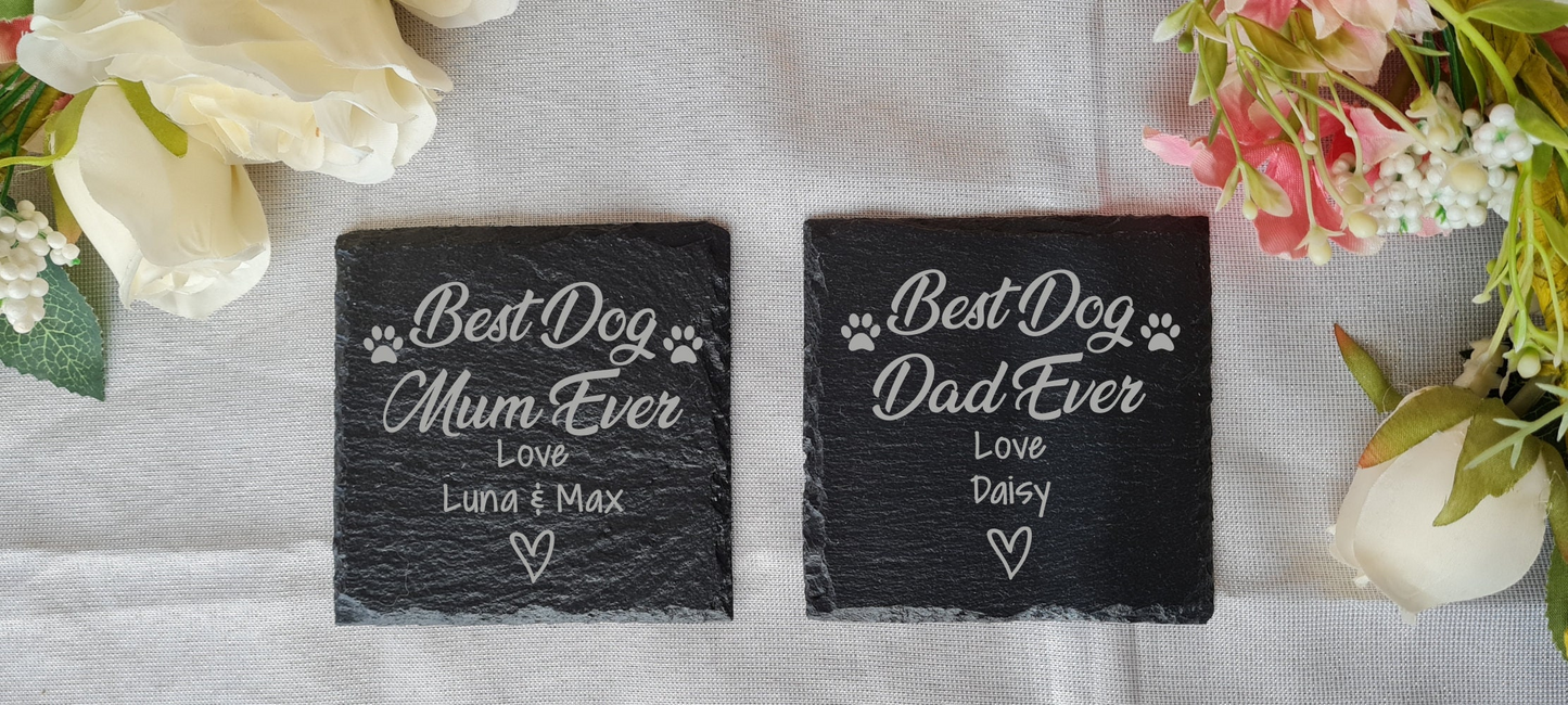 Personalised Best Dog Mum ever | Dog Dad Ever | Slate Coaster Decorative Dog Owner gift Dog Owner Plaque, Christmas gift Pet owner dog trainer Dog_auntie Dog_Dad dog_lover_gift dog_mom_gift Dog_Owner dog_owner_gift Dog_walker Dog_walker_gift gift_for_mom mom_gift mothers_day_gift mum_gift personalised_dog present_for_dog_mum