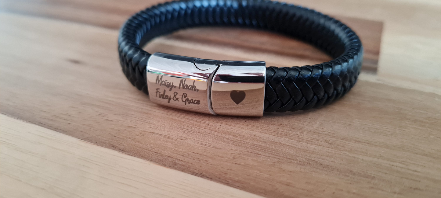 Personalised Mens Bracelet Gift | Steel Braided Mens Engraved Bracelet | Father's Day | Christmas Gift Black or Brown 2 sizes Boyfriend Dad Boyfriend_Gift Garden_Bar Gifts_for_Him Groomsman_gift Groomsmen_gift Personalised_Gift Personalised_Wedding Personalized_Gift Stag_Party Usher_gift Wedding_Party_gift Wedding_table_decor Wooden_Bottle_Opener