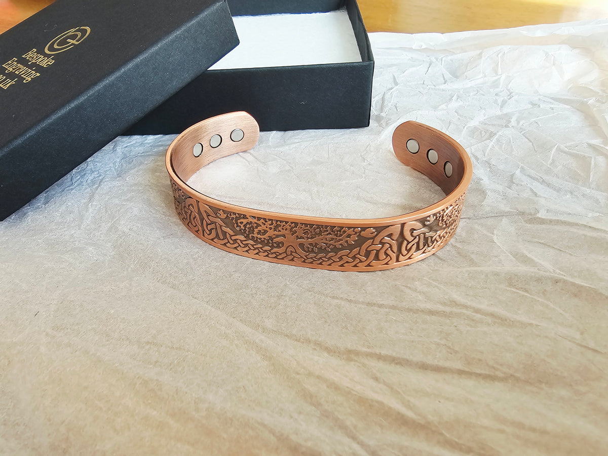 Pure Copper Bracelet, Personalized Tree of Life Magnetic Cuff for 7th Wedding Anniversary Copper 7th anniversary Boyfriend_Gift Boyfriend_Valentine Copper anniversary For_Boyfriend Gift_for_Boyfriend Gifts_for_Him Lucky_boyfriend_gift Personalised_Gift Personalised_Wedding Personalized_Gift Stag_Party Valentines_Boyfriend wedding anniversary