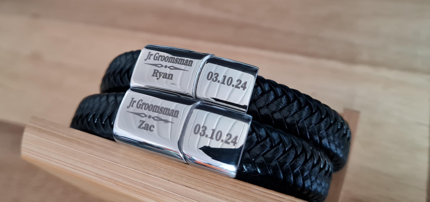 Personalised Stainless Steel Braided Mens Engraved Bracelet | Engraved Wedding Gift for Best man, Father of the Bride, Usher, Groomsman V2 Boyfriend_Gift Garden_Bar Gifts_for_Him Groomsman_gift Groomsmen_gift Personalised_Gift Personalised_Wedding Personalized_Gift Stag_Party Usher_gift Wedding_Party_gift Wedding_table_decor Wooden_Bottle_Opener