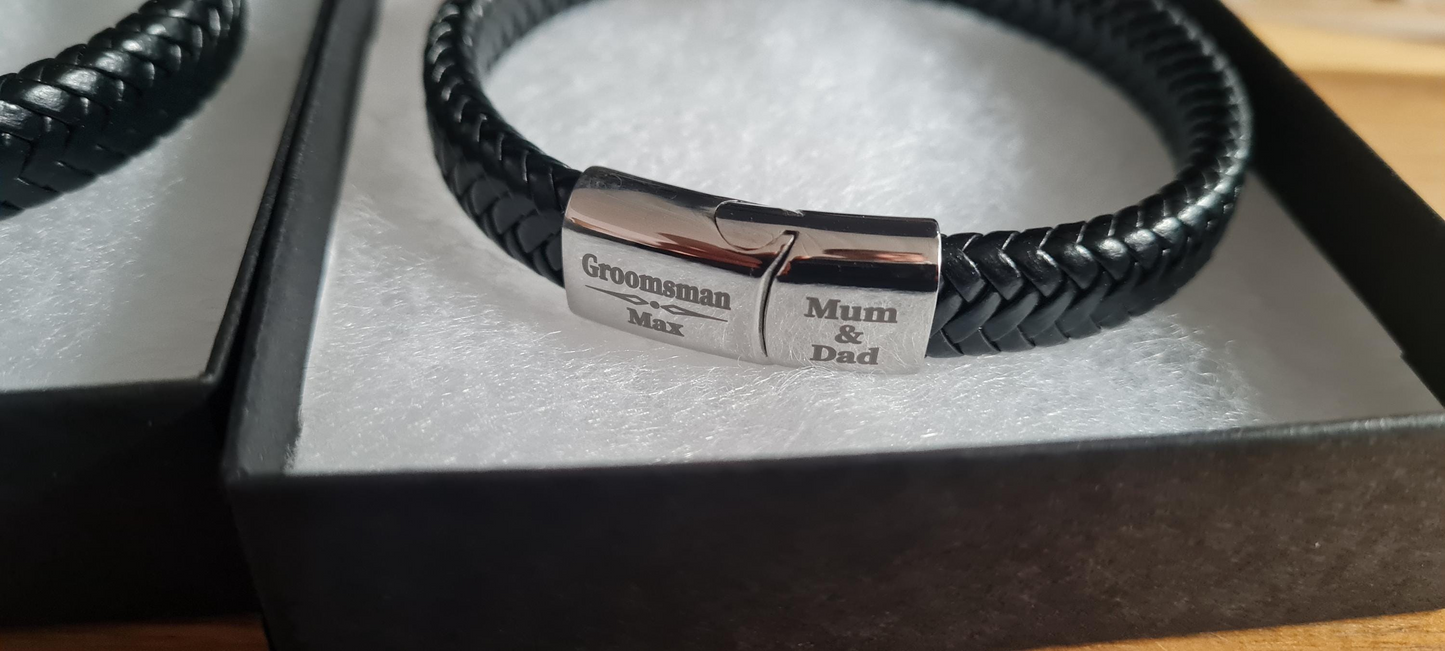 Personalised Stainless Steel Braided Mens Engraved Bracelet | Engraved Wedding Gift for Best man, Father of the Bride, Usher, Groomsman V2 Boyfriend_Gift Garden_Bar Gifts_for_Him Groomsman_gift Groomsmen_gift Personalised_Gift Personalised_Wedding Personalized_Gift Stag_Party Usher_gift Wedding_Party_gift Wedding_table_decor Wooden_Bottle_Opener