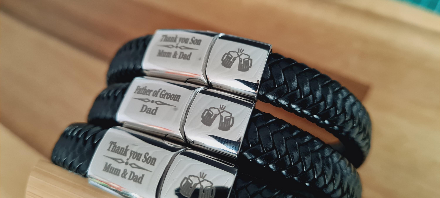 Personalised Stainless Steel Braided Mens Engraved Bracelet | Engraved Wedding Gift for Best man, Father of the Bride, Usher, Groomsman V2 Boyfriend_Gift Garden_Bar Gifts_for_Him Groomsman_gift Groomsmen_gift Personalised_Gift Personalised_Wedding Personalized_Gift Stag_Party Usher_gift Wedding_Party_gift Wedding_table_decor Wooden_Bottle_Opener
