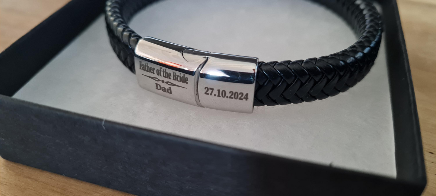 Personalised Stainless Steel Braided Mens Engraved Bracelet | Engraved Wedding Gift for Best man, Father of the Bride, Usher, Groomsman V2 Boyfriend_Gift Garden_Bar Gifts_for_Him Groomsman_gift Groomsmen_gift Personalised_Gift Personalised_Wedding Personalized_Gift Stag_Party Usher_gift Wedding_Party_gift Wedding_table_decor Wooden_Bottle_Opener