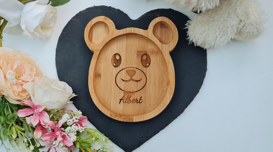 Personalised Bamboo Weaning Plate, Custom Baby Plate Baby Bear Plate Boyfriend_Gift Garden_Bar Gifts_for_Him Groomsman_gift Groomsmen_gift Personalised_Gift Personalised_Wedding Personalized_Gift Stag_Party Usher_gift Wedding_Party_gift Wedding_table_decor Wooden_Bottle_Opener