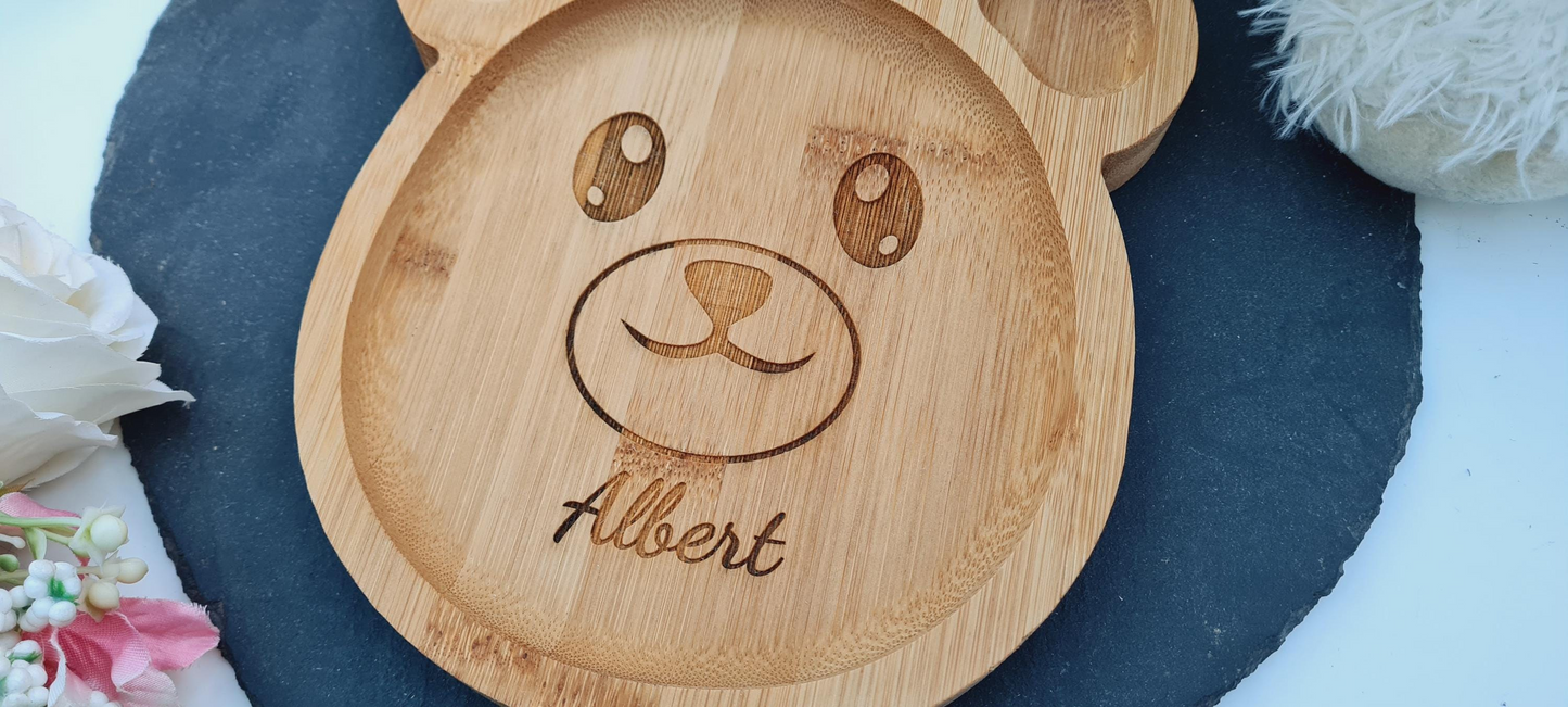 Personalised Bamboo Weaning Plate, Custom Baby Plate Baby Bear Plate Boyfriend_Gift Garden_Bar Gifts_for_Him Groomsman_gift Groomsmen_gift Personalised_Gift Personalised_Wedding Personalized_Gift Stag_Party Usher_gift Wedding_Party_gift Wedding_table_decor Wooden_Bottle_Opener