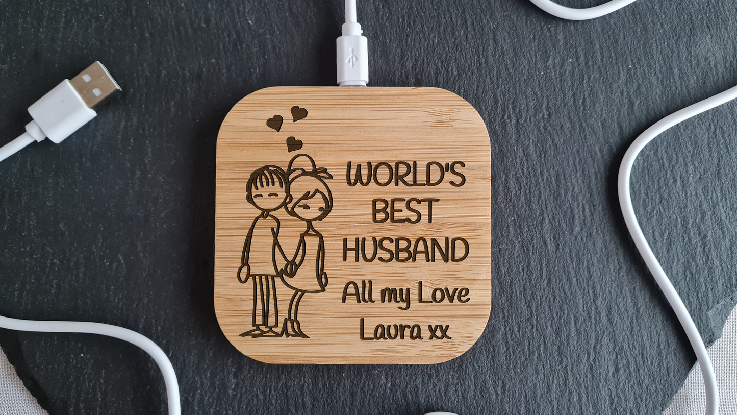 Worlds Best Husband, Wife, Girlfriend, Boyfriend | Wireless Charger | Personalised Useful Valentine's Gift |Higher power 10w Android Apple Dad_charger_gift Fathers_day Gift_for_him Grandad_Christmas iphone_charger Love_you_Dad_gift Personalised_charger Personalised_gift Samsung_charger Valentines_Gift Valentines_Husband Valentines_Wife Wireless_charger