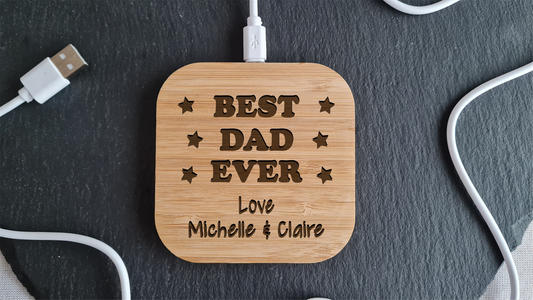 Personalised Wireless Charger | Personalised | Father's Day | Gift For Him | Gift for Her Higher power 10w version Android Apple compatible Colleague_gift Fathers_day Friend_gift Friends_Birthday Gift_for_dad Gift_for_him iphone_charger Personalised_charger Personalised_gift Phone_charger Samsung_charger secret_santa Wireless_charger