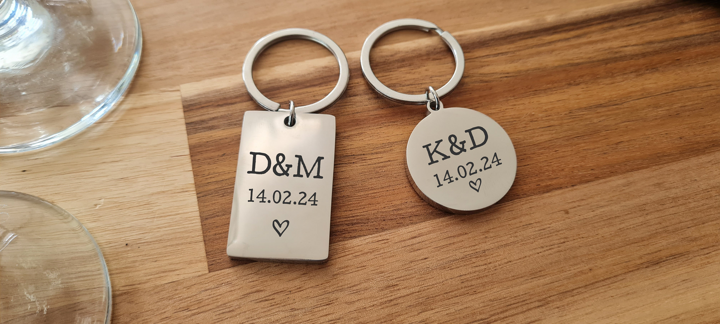 Engraved Couples keyring | Beautiful Polished Keyrings Boyfriend_Gift Christmas_gift Custom_Keyring Dad_keepsake gift_for_mum Girlfriend_Valentine Grandad Granny Mothers_day Mum_Christmas Mum_Valentines Valentines_day_gift Wife_Valentines