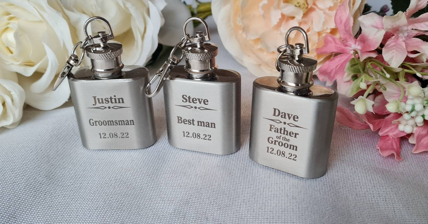 Personalised Mini Hip Flask, Engraved Wedding Day Gift Keepsake Boyfriend_Gift Garden_Bar Gifts_for_Him Groomsman_gift Groomsmen_gift Personalised_Gift Personalised_Wedding Personalized_Gift Stag_Party Usher_gift Wedding_Party_gift Wedding_table_decor Wooden_Bottle_Opener