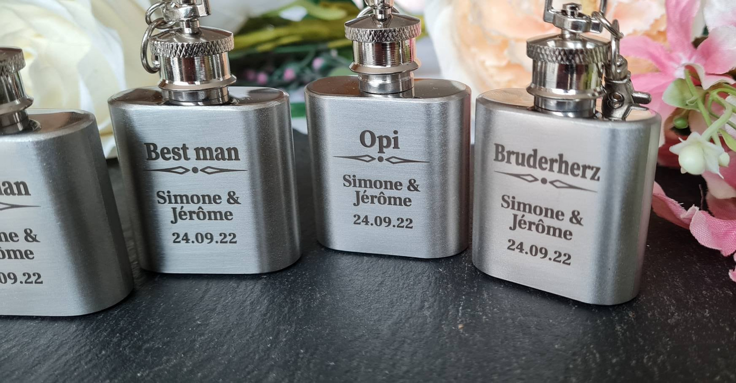 Personalised Mini Hip Flask, Engraved Wedding Day Gift Keepsake Boyfriend_Gift Garden_Bar Gifts_for_Him Groomsman_gift Groomsmen_gift Personalised_Gift Personalised_Wedding Personalized_Gift Stag_Party Usher_gift Wedding_Party_gift Wedding_table_decor Wooden_Bottle_Opener