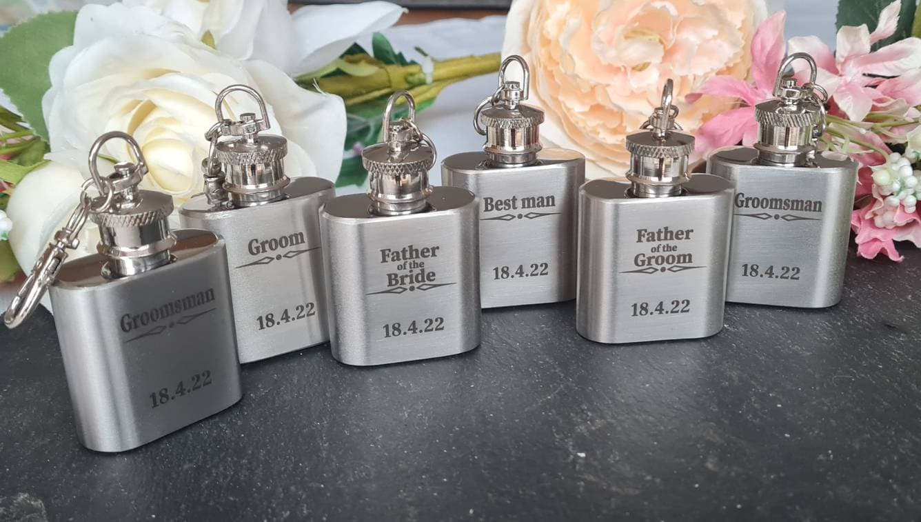 Personalised Mini Hip Flask, Engraved Wedding Day Gift Keepsake Boyfriend_Gift Garden_Bar Gifts_for_Him Groomsman_gift Groomsmen_gift Personalised_Gift Personalised_Wedding Personalized_Gift Stag_Party Usher_gift Wedding_Party_gift Wedding_table_decor Wooden_Bottle_Opener