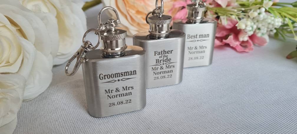 Personalised Mini Hip Flask, Engraved Wedding Day Gift Keepsake Boyfriend_Gift Garden_Bar Gifts_for_Him Groomsman_gift Groomsmen_gift Personalised_Gift Personalised_Wedding Personalized_Gift Stag_Party Usher_gift Wedding_Party_gift Wedding_table_decor Wooden_Bottle_Opener