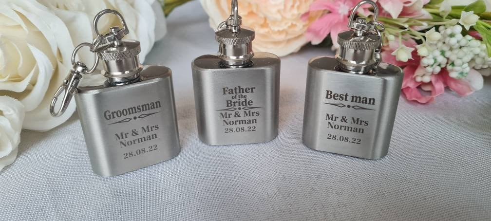 Personalised Mini Hip Flask, Engraved Wedding Day Gift Keepsake Boyfriend_Gift Garden_Bar Gifts_for_Him Groomsman_gift Groomsmen_gift Personalised_Gift Personalised_Wedding Personalized_Gift Stag_Party Usher_gift Wedding_Party_gift Wedding_table_decor Wooden_Bottle_Opener