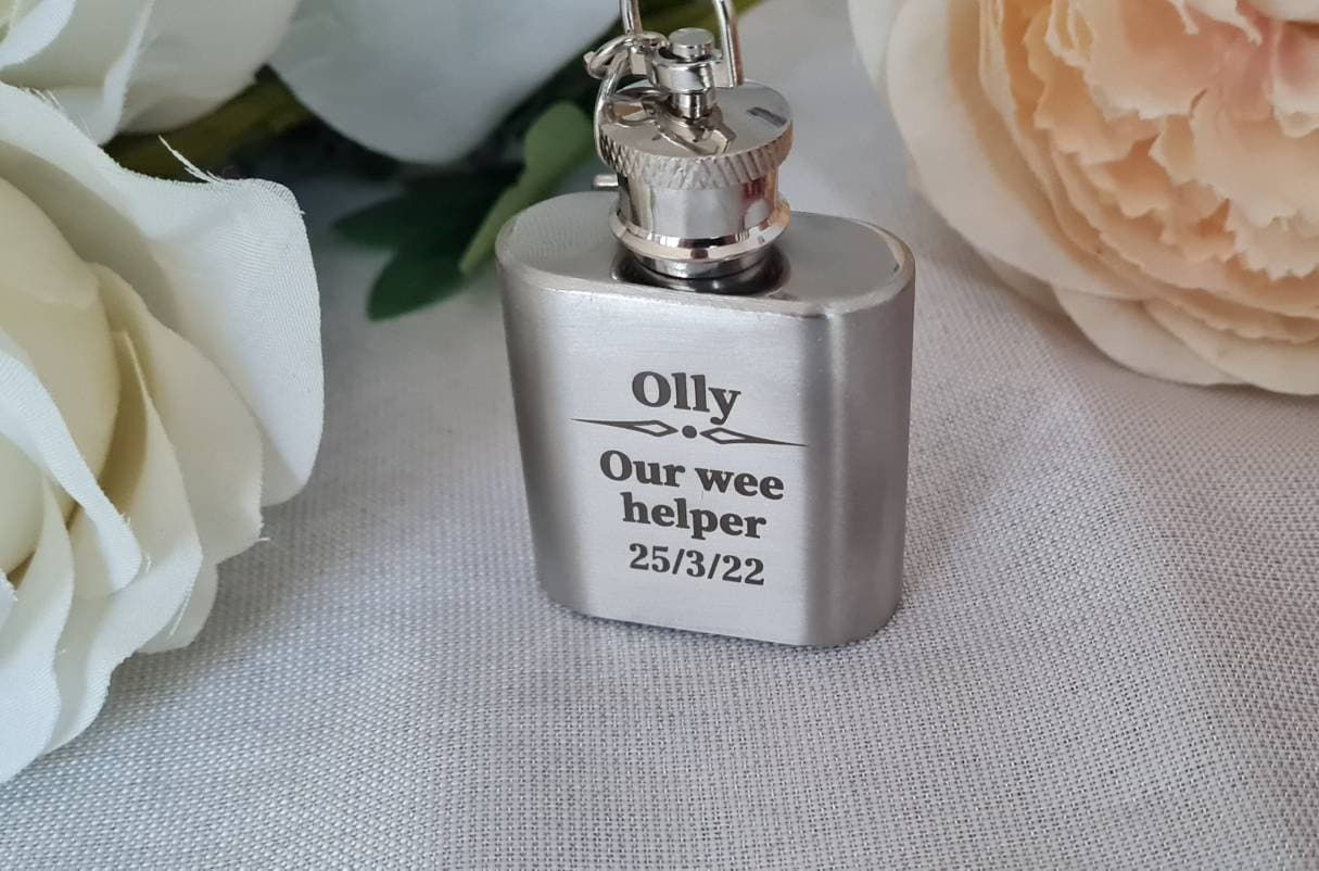 Personalised Mini Hip Flask, Engraved Wedding Day Gift Keepsake Boyfriend_Gift Garden_Bar Gifts_for_Him Groomsman_gift Groomsmen_gift Personalised_Gift Personalised_Wedding Personalized_Gift Stag_Party Usher_gift Wedding_Party_gift Wedding_table_decor Wooden_Bottle_Opener