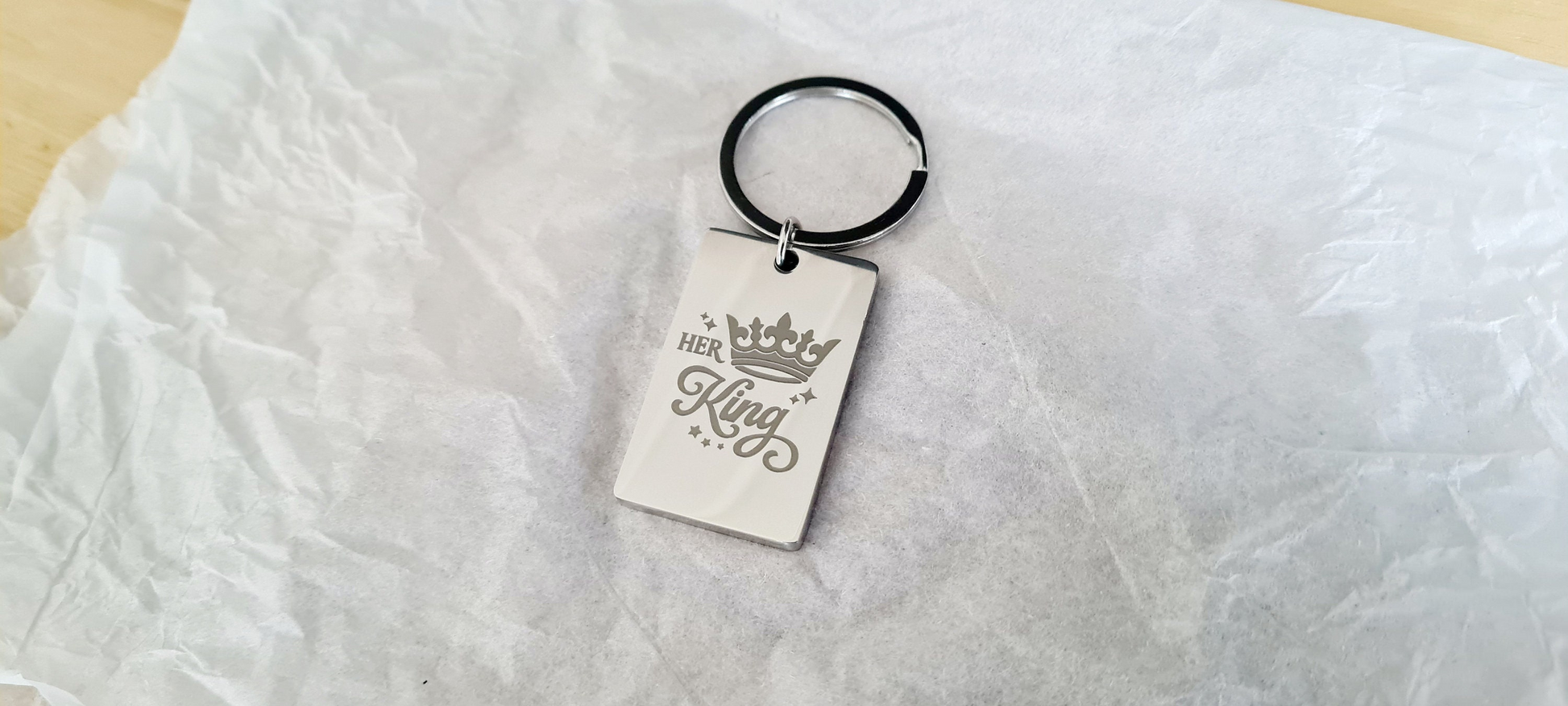 Her King, His Queen couples Date Keyring | Ideal Gift Valentine's Day Gift - Beautiful Polished Keyring Boyfriend_Gift Christmas_gift Custom_Keyring Dad_keepsake gift_for_mum Girlfriend_Valentine Grandad Granny Mothers_day Mum_Christmas Mum_Valentines Valentines_day_gift Wife_Valentines