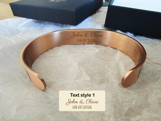 Pure Copper Bracelet, Personalized Tree of Life Magnetic Cuff for 7th Wedding Anniversary Copper