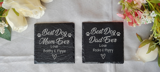 Personalised Best Dog Mum ever | Dog Dad Ever | Slate Coaster Decorative Dog Owner gift Dog Owner Plaque, Christmas gift Pet owner dog trainer Dog_auntie Dog_Dad dog_lover_gift dog_mom_gift Dog_Owner dog_owner_gift Dog_walker Dog_walker_gift gift_for_mom mom_gift mothers_day_gift mum_gift personalised_dog present_for_dog_mum