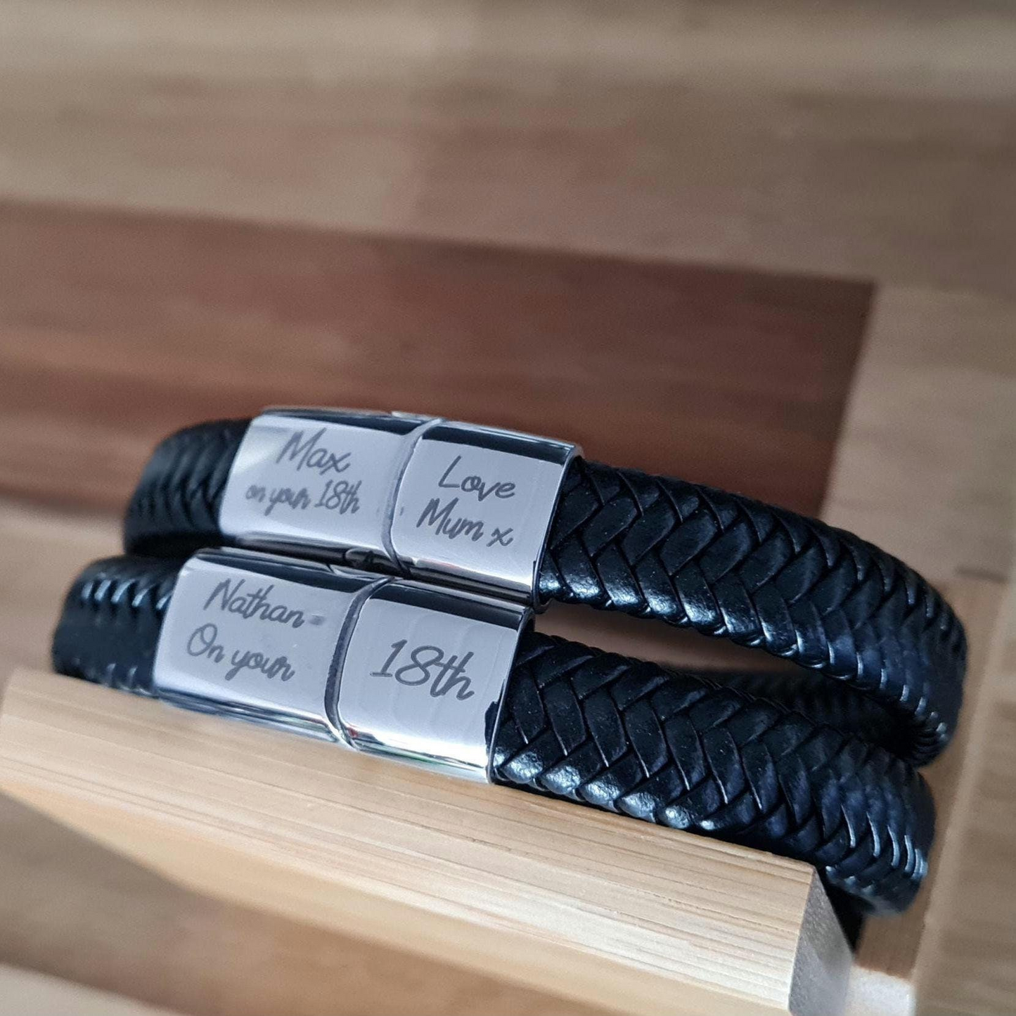 Personalised 18th Birthday Keepsake Bracelet Gift | Steel Braided Mens Engraved Bracelet | Christmas Gift Black or Brown 2 sizes Son Gift Boyfriend_Gift Garden_Bar Gifts_for_Him Groomsman_gift Groomsmen_gift Personalised_Gift Personalised_Wedding Personalized_Gift Stag_Party Usher_gift Wedding_Party_gift Wedding_table_decor Wooden_Bottle_Opener