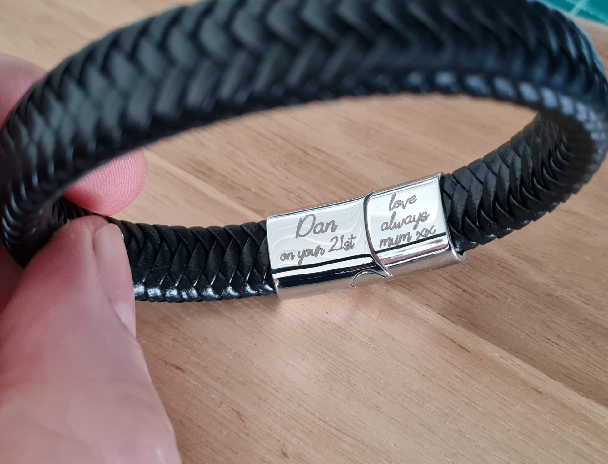 Personalised 18th Birthday Keepsake Bracelet Gift | Steel Braided Mens Engraved Bracelet | Christmas Gift Black or Brown 2 sizes Son Gift Boyfriend_Gift Garden_Bar Gifts_for_Him Groomsman_gift Groomsmen_gift Personalised_Gift Personalised_Wedding Personalized_Gift Stag_Party Usher_gift Wedding_Party_gift Wedding_table_decor Wooden_Bottle_Opener