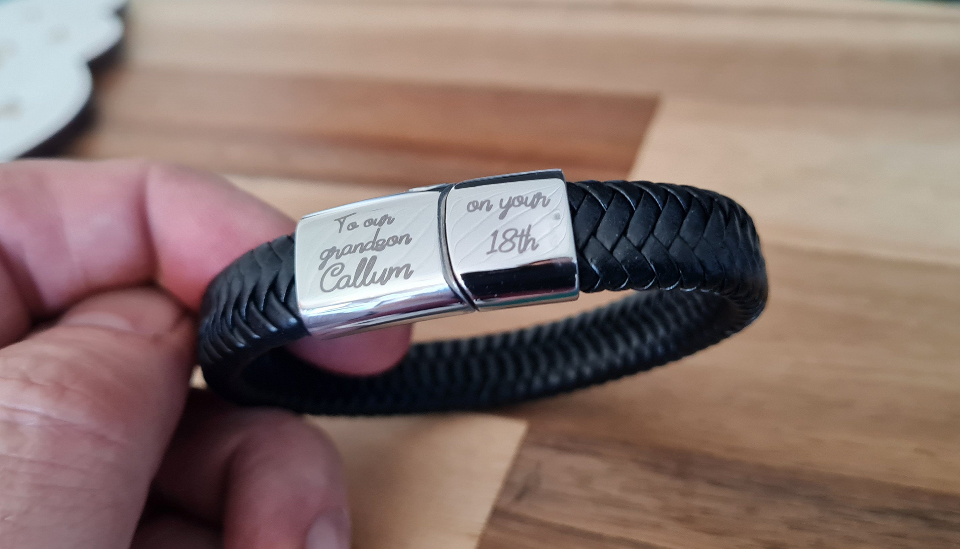 Personalised 18th Birthday Keepsake Bracelet Gift | Steel Braided Mens Engraved Bracelet | Christmas Gift Black or Brown 2 sizes Son Gift Boyfriend_Gift Garden_Bar Gifts_for_Him Groomsman_gift Groomsmen_gift Personalised_Gift Personalised_Wedding Personalized_Gift Stag_Party Usher_gift Wedding_Party_gift Wedding_table_decor Wooden_Bottle_Opener