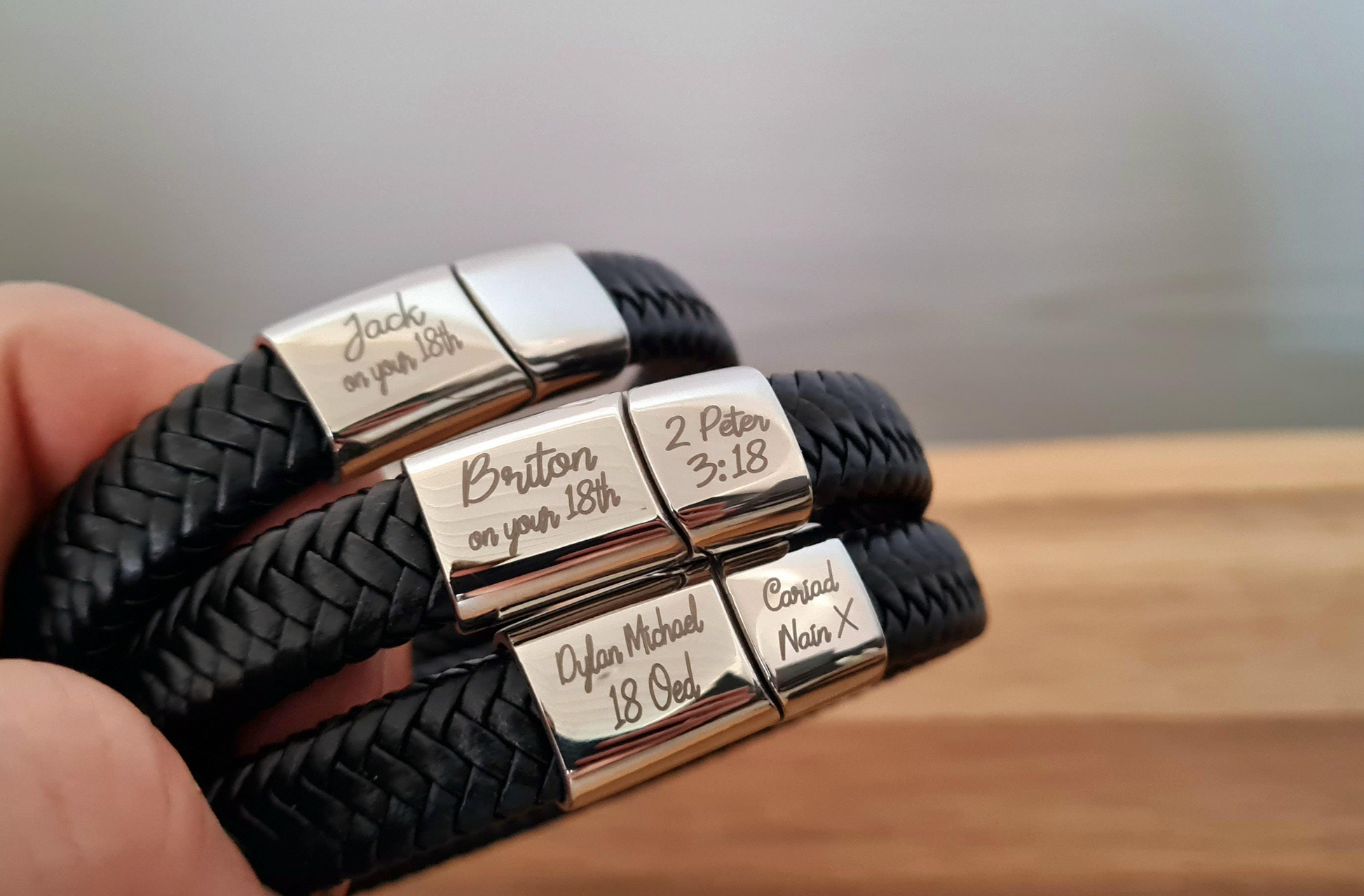 Personalised 18th Birthday Keepsake Bracelet Gift | Steel Braided Mens Engraved Bracelet | Christmas Gift Black or Brown 2 sizes Son Gift Boyfriend_Gift Garden_Bar Gifts_for_Him Groomsman_gift Groomsmen_gift Personalised_Gift Personalised_Wedding Personalized_Gift Stag_Party Usher_gift Wedding_Party_gift Wedding_table_decor Wooden_Bottle_Opener