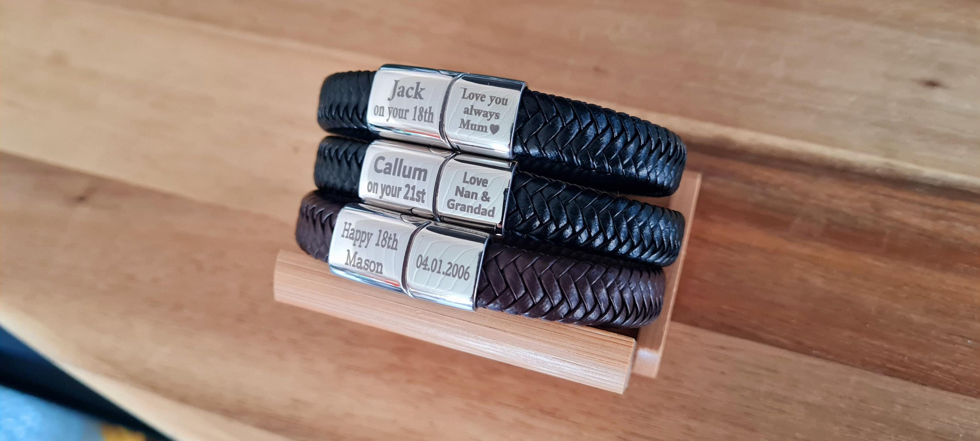 Personalised 18th Birthday Keepsake Bracelet Gift | 3 fonts Steel Braided Mens Engraved Bracelet | Christmas Gift Black or Brown 2 sizes Boyfriend_Gift Garden_Bar Gifts_for_Him Groomsman_gift Groomsmen_gift Personalised_Gift Personalised_Wedding Personalized_Gift Stag_Party Usher_gift Wedding_Party_gift Wedding_table_decor Wooden_Bottle_Opener
