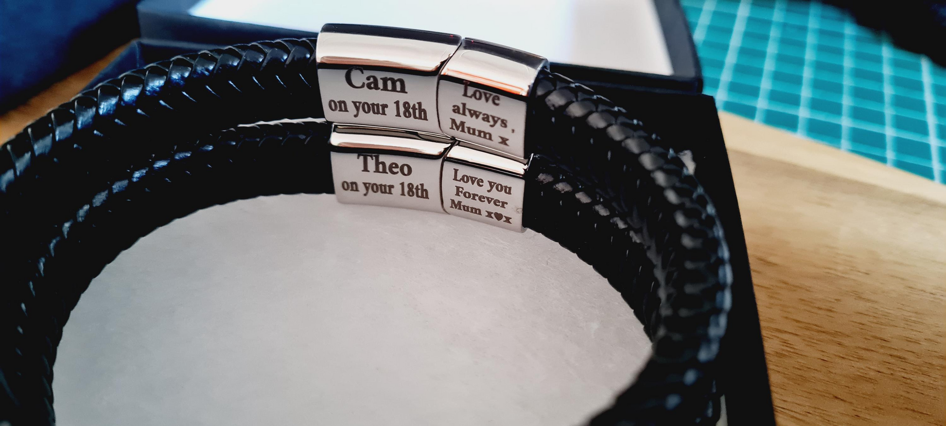 Personalised 18th Birthday Keepsake Bracelet Gift | 3 fonts Steel Braided Mens Engraved Bracelet | Christmas Gift Black or Brown 2 sizes Boyfriend_Gift Garden_Bar Gifts_for_Him Groomsman_gift Groomsmen_gift Personalised_Gift Personalised_Wedding Personalized_Gift Stag_Party Usher_gift Wedding_Party_gift Wedding_table_decor Wooden_Bottle_Opener