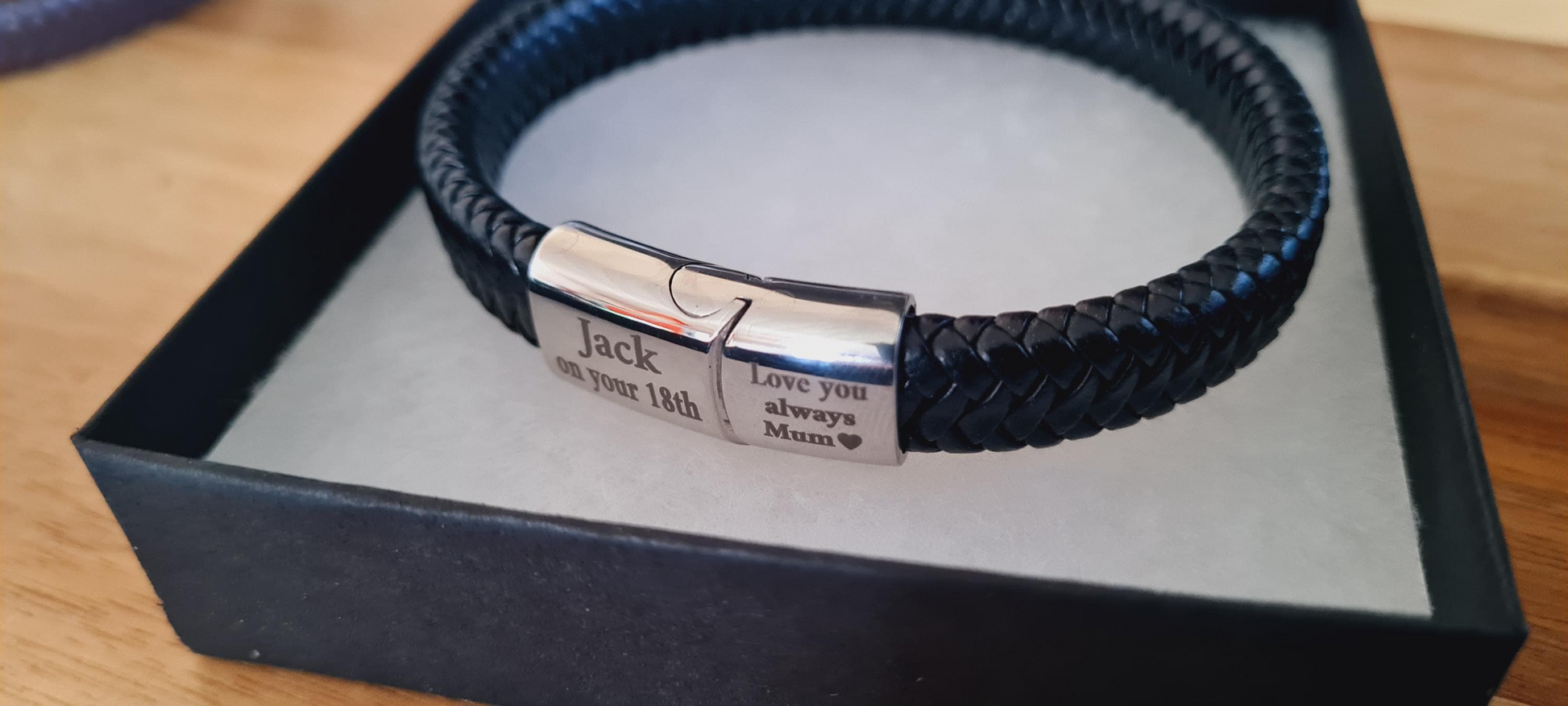 Personalised 18th Birthday Keepsake Bracelet Gift | 3 fonts Steel Braided Mens Engraved Bracelet | Christmas Gift Black or Brown 2 sizes Boyfriend_Gift Garden_Bar Gifts_for_Him Groomsman_gift Groomsmen_gift Personalised_Gift Personalised_Wedding Personalized_Gift Stag_Party Usher_gift Wedding_Party_gift Wedding_table_decor Wooden_Bottle_Opener
