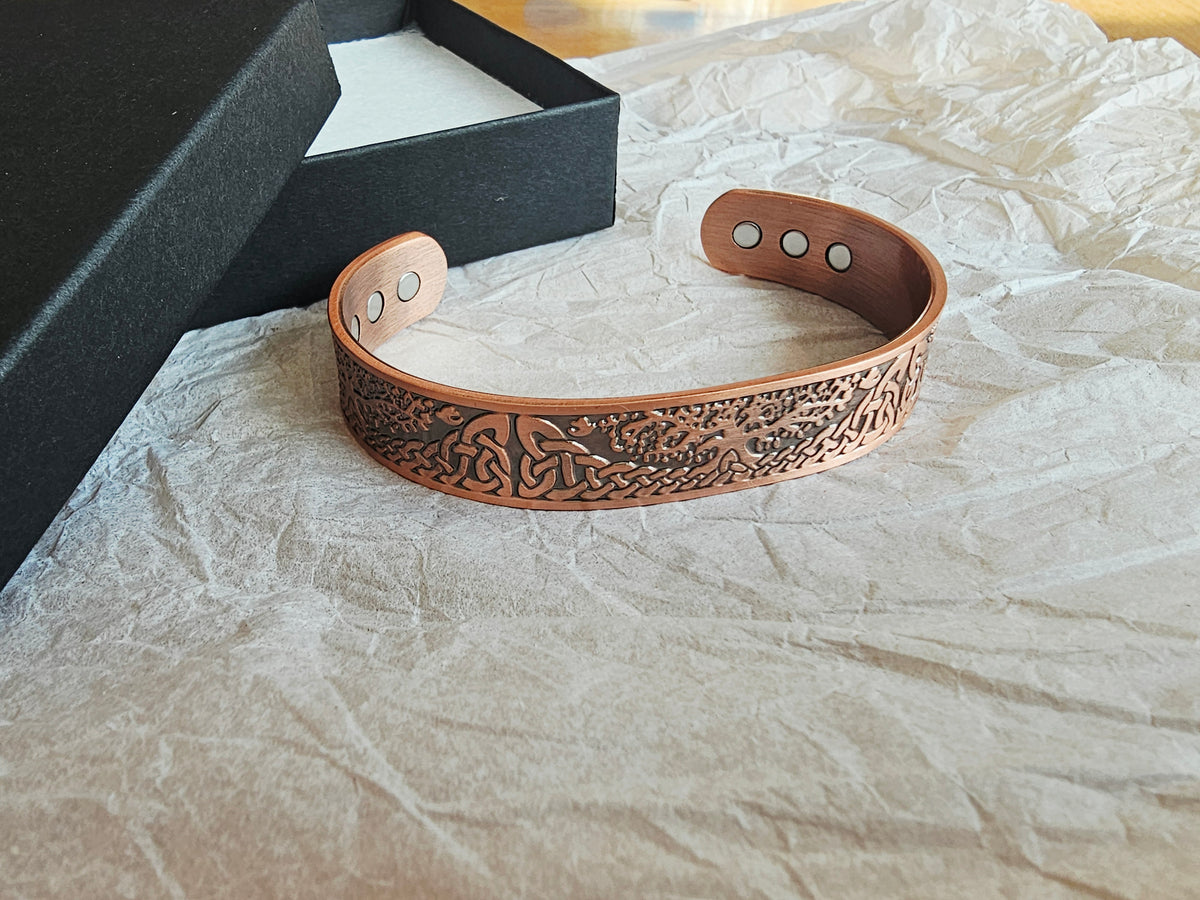 Pure Copper Bracelet, Personalized Tree of Life Magnetic Cuff for 7th Wedding Anniversary Copper 7th anniversary Boyfriend_Gift Boyfriend_Valentine Copper anniversary For_Boyfriend Gift_for_Boyfriend Gifts_for_Him Lucky_boyfriend_gift Personalised_Gift Personalised_Wedding Personalized_Gift Stag_Party Valentines_Boyfriend wedding anniversary