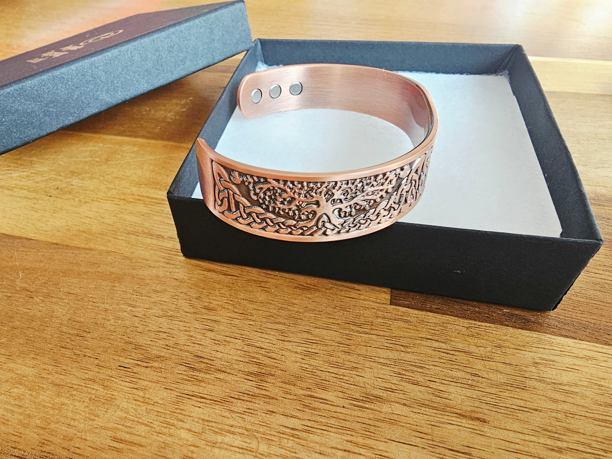 Pure Copper Bracelet, Personalized Tree of Life Magnetic Cuff for 7th Wedding Anniversary Copper 7th anniversary Boyfriend_Gift Boyfriend_Valentine Copper anniversary For_Boyfriend Gift_for_Boyfriend Gifts_for_Him Lucky_boyfriend_gift Personalised_Gift Personalised_Wedding Personalized_Gift Stag_Party Valentines_Boyfriend wedding anniversary