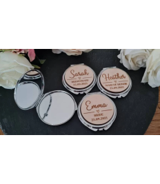 Personalised Pocket Mirror Gift | Engraved Wedding Gift for Bride | Mother of the Bride | Bridesmaid  | Maid of honour | Wedding day Gifts